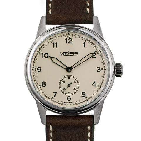 Weiss 38mm Standard Issue Field Watch | Latte Dial on Brown Horween Leather