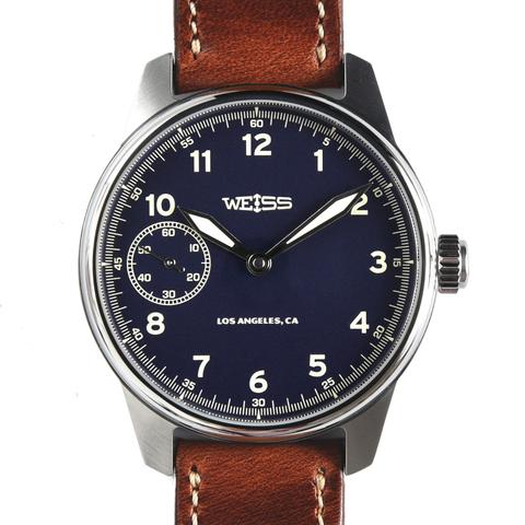 Weiss 42mm Limited American Issue Field Watch | Blue Dial with CAL 1003 on Brown Horween Leather | Limited Edition of 200