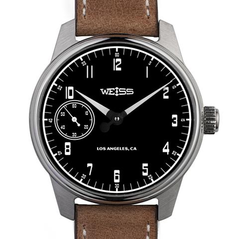Weiss 42mm Gauge Series | Black Dial with CAL 1003 on Tan Horween Leather | Limited Edition of 50