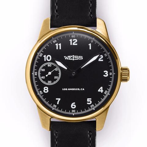 Weiss 42mm Executive Issue Field Watch 18k Yellow Gold | Black Dial on Black Shell Cordovan CAL 1003
